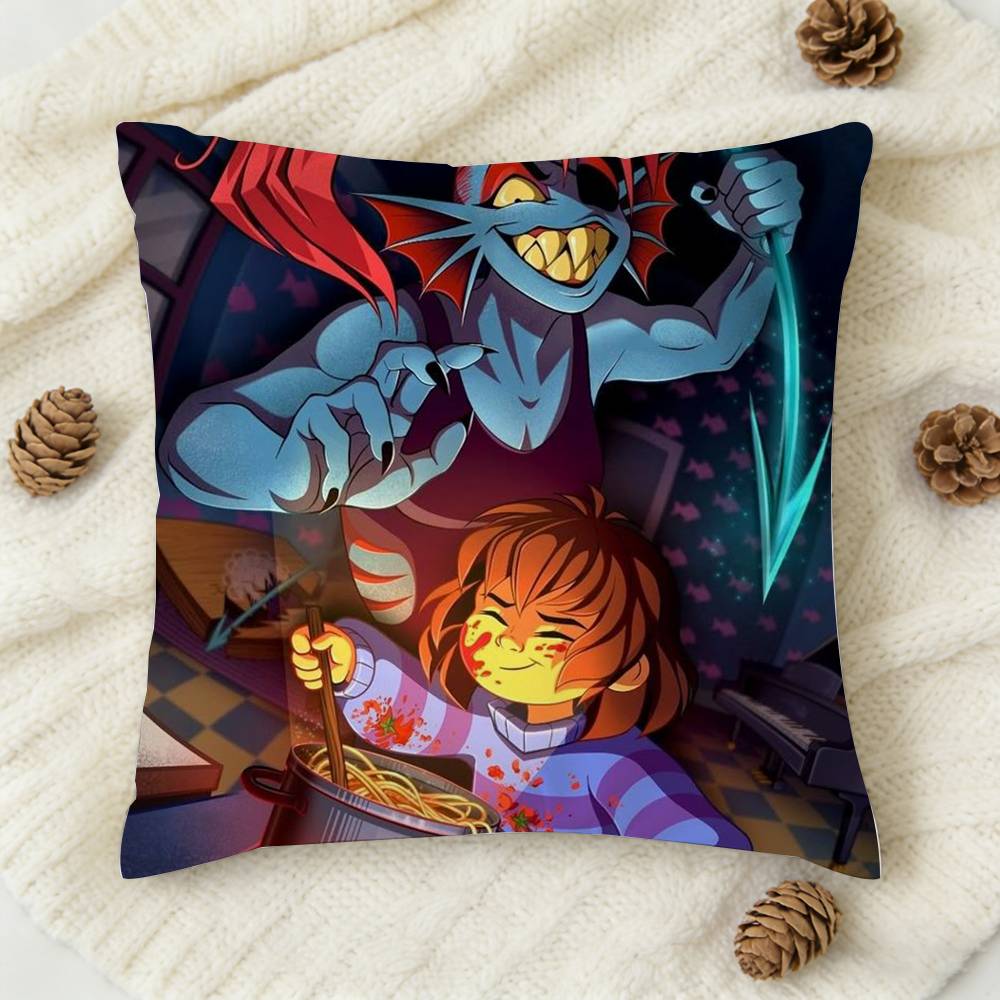 UUndertale Game Doublesided Printed Square Decorative Cushion Cover for Sofa Living Room Home Decor