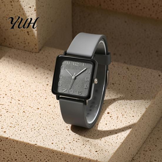 Lady Casual Watch Square Dial Quartz for Women, Silicone Strap Wristwatch with Strap, Accurate Lightweight Wristwatch, Fashion Accessory Precise