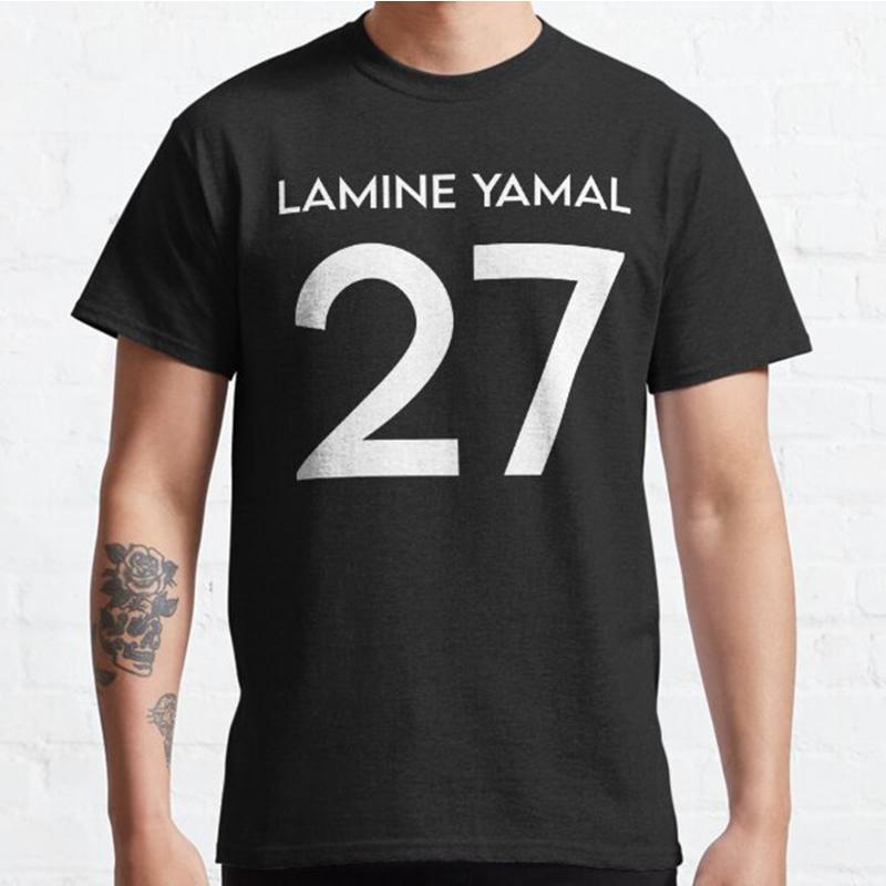 Летняя мужская мода повседневная футболка с коротким рукавом Lamine Yamal 27 черные футболки большого размера