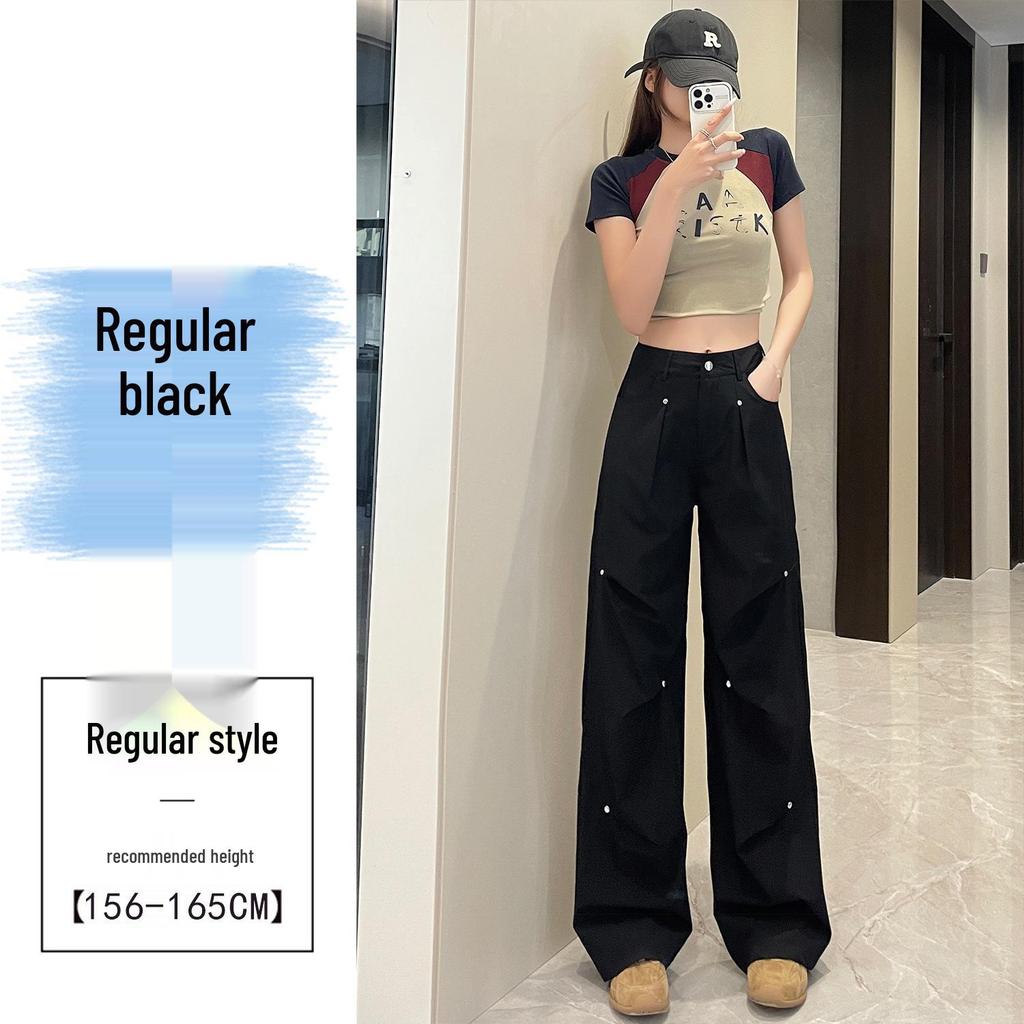 Женские быстросохнущие повседневные брюки с высокой талией 2025 года – свободные, эластичные, широкие комбинезоны из ледяного шелка на весну