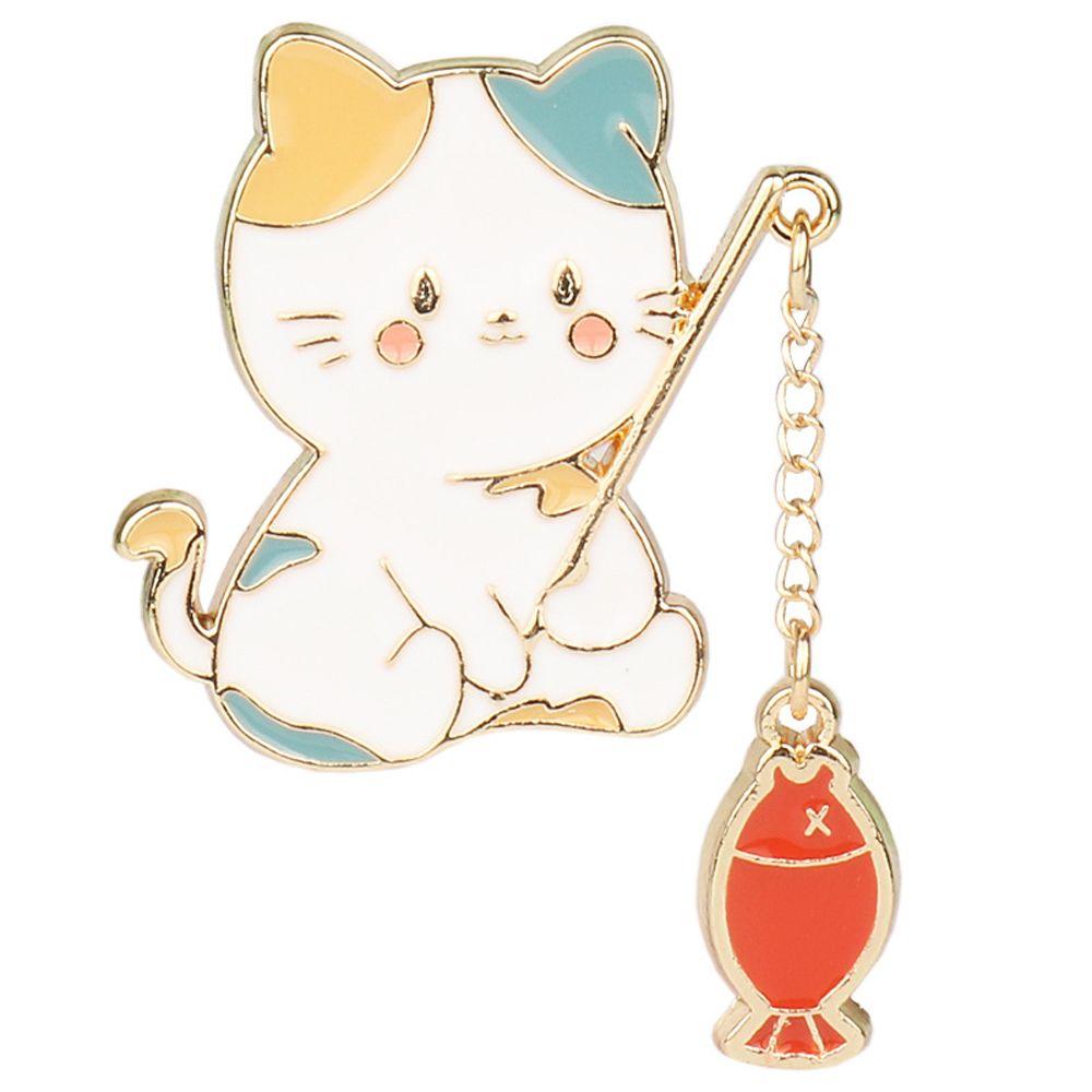 Accessories Funny Cats Friend Gift School Bag Badge Pin Cat Fishing Brooch Cat Brooch Enamel Brooch
