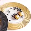 ZISIZ Vintage Textured Gold Rim Glass Plate