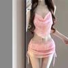 Yan 1011 new swimsuit lotus leaf bikini three-piece vacation beach soak hot spring split swimsuit women