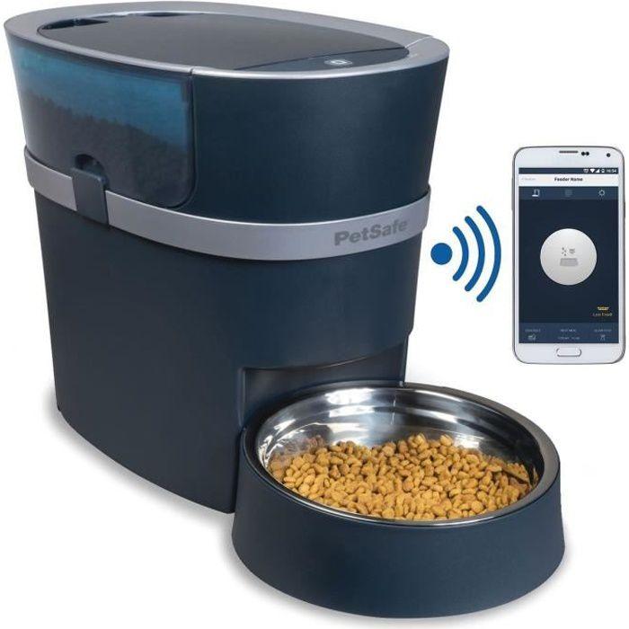 PetSafe - Distributeur de Croquettes Automatique Connecté Smart Feed pour Chien/Chat, avec minuterie, bol en acier inoxydable, 5,7