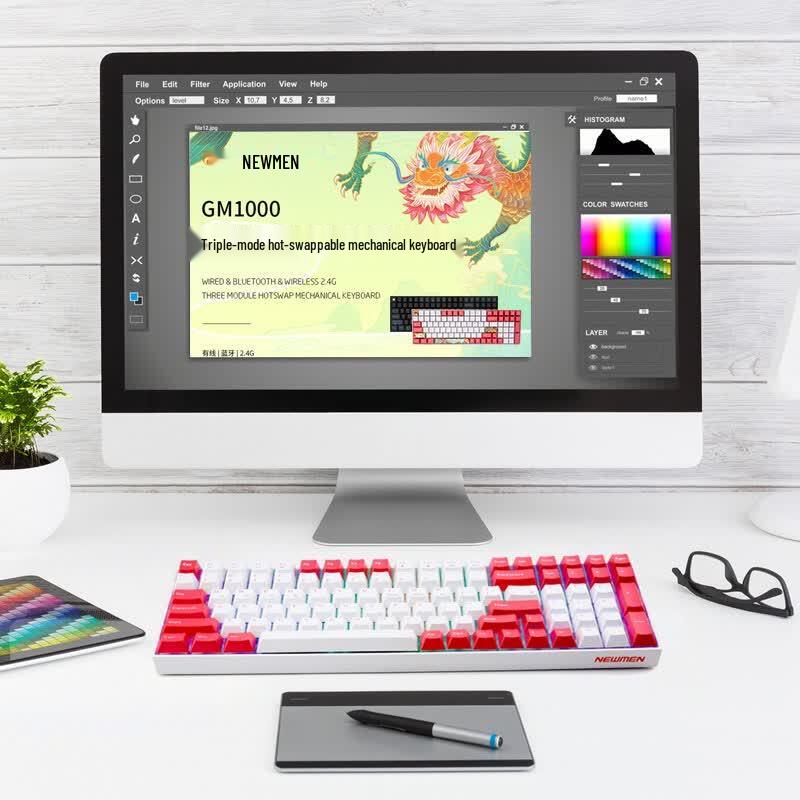 Newmen GM1000 Tri-Mode Hot-Swappable RGB Mechanical Gaming Keyboard