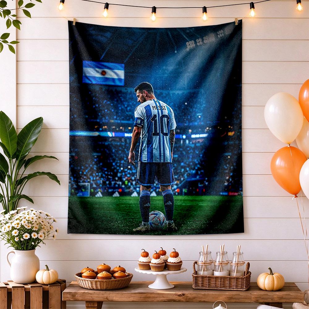 Football Messi Handwoven Tapestry Nordic Minimal Great for Bedroom Reading Corner Balcony Four Seasons Vintage Wall Art