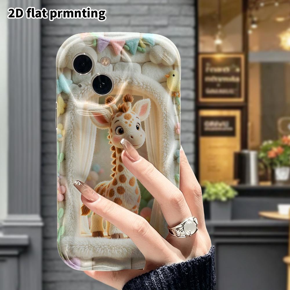 Phone Case: 2D flat, suitable for iPhone 18 17 16 15 14 13 12Pro protective case, window-side giraffe, perfect Christmas and Halloween holiday gift