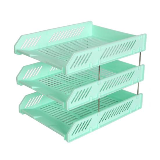 3 Tier Stackable Letter Tray Desk Paper Organizer Plastic File Document Storage Rack for Home Office School