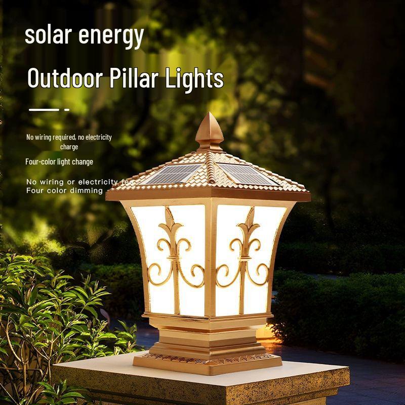 New Chinese Style Outdoor Solar Pillar Light