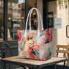 Floral Fox Pattern Women Tote Bag Casual Daily Lightweight Portable Shopping Shoulder Bag