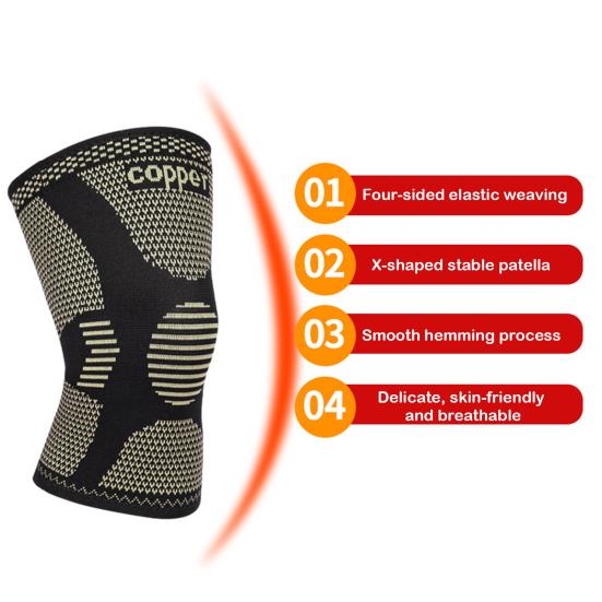 Медный бандаж для коленного сустава, поддержка фитнеса, бега, баскетбола, компрессионный рукав для облегчения боли при артрите