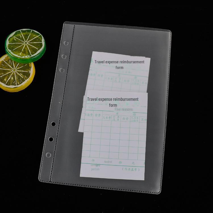 ПВХ-сумка формата А5 на молнии: Запасной блок для блокнота и визитница с наклейками для классификации.