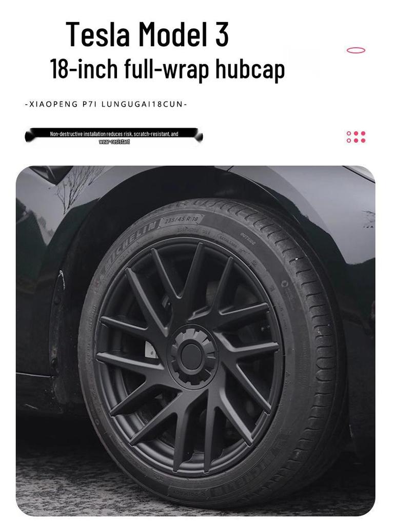 Full-Cover Hubcaps for Tesla Model 3: Stylish 18-Inch Thunder Wheel Covers