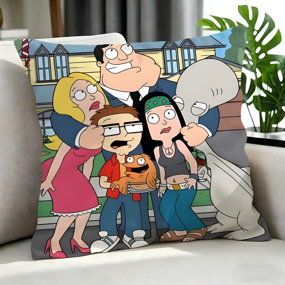 Cartoon American Dad! Cushion Cover Cushion Cover Set 4Pcs 50X50 45X45 40X40 Pillowcase Decorative Sofa Home Decor