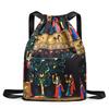 Drawstring Casual Backpack Waterproof Unisex Sports Gym Sack Foldable Multifunctional Multiple Pockets for Hiking Travel Camping