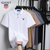 Летняя мужская новая вышитая однотонная мерсеризованный хлопок свободная влагоотводящая и быстросохнущая повседневная рубашка поло