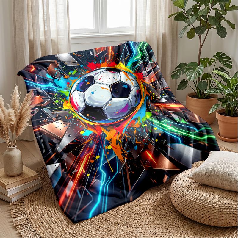 Soccer Ball Breaking Through Wall Theme blanket Lightweight Warm Flannel Blanket Decorative Throw Blanket for Home Decoration