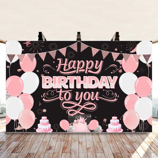 Баннер на день рождения, прозрачная печать, блестящий полиэстер, фон для вечеринки в честь Дня Рождения, тканевый домашний декор для фестиваля