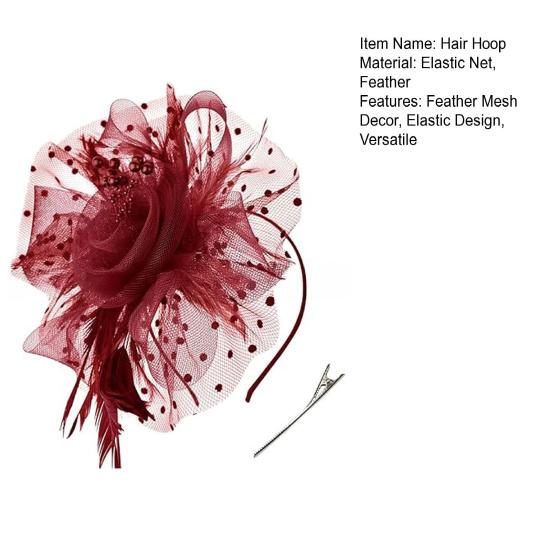 Girls Hoop Bridal Elastic Design Feather Hair Floral Hairpin Flower Headdress