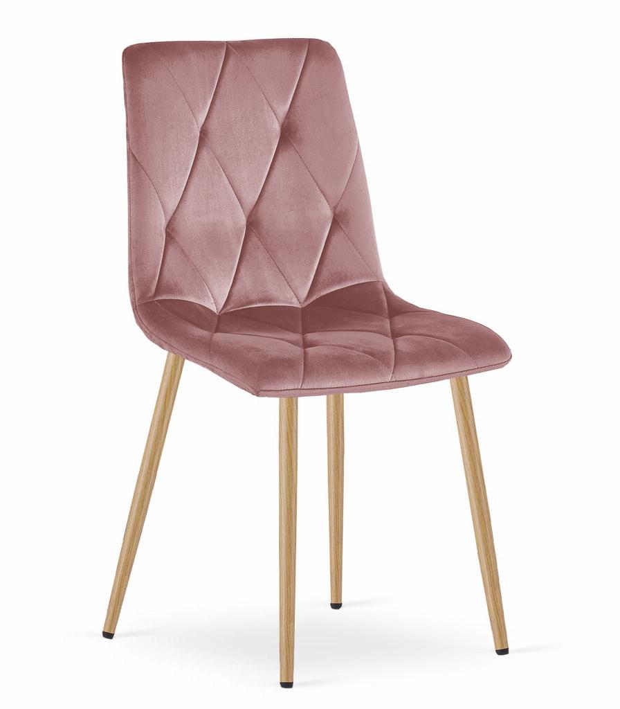 LIBRA chair - pink velvet / wood color legs x 2