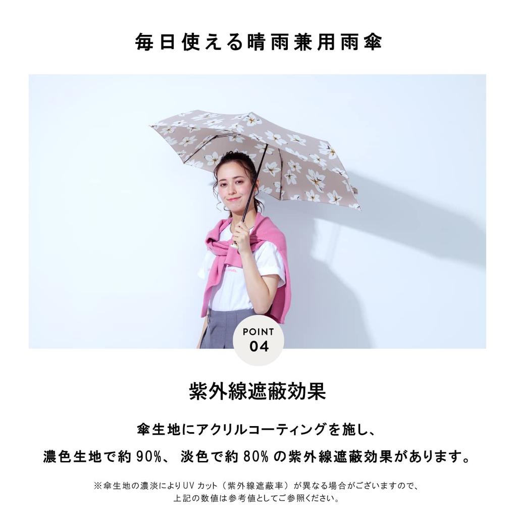 Folding Super Water Striped A.s.s.a Women's Umbrella, Lightweight, 50cm, Compact, Umbrella, Repellent, Stylish, (RM224/MOCHA)