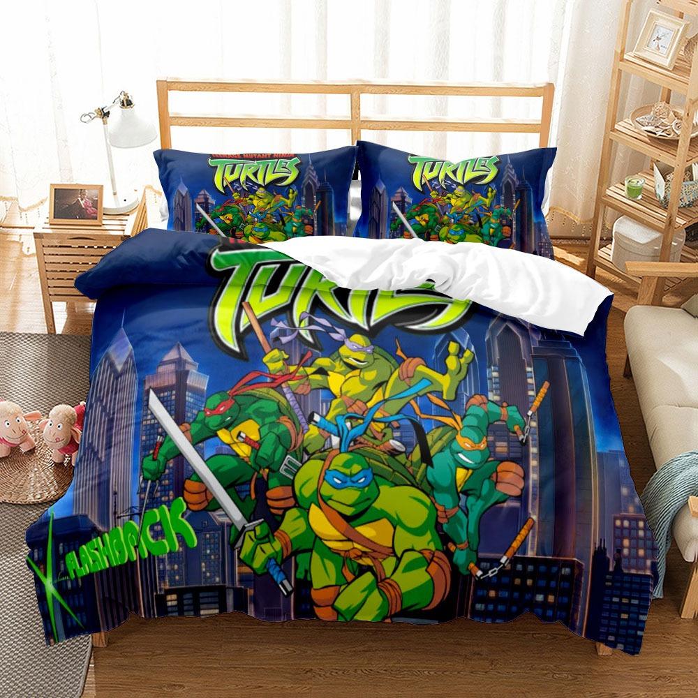 Exquisite 3D Printing Cartoon Turtles  Wallpaper Anime Digital Printing Bedding Set Duvet Cover Comforter Bed Girl Boys Gift