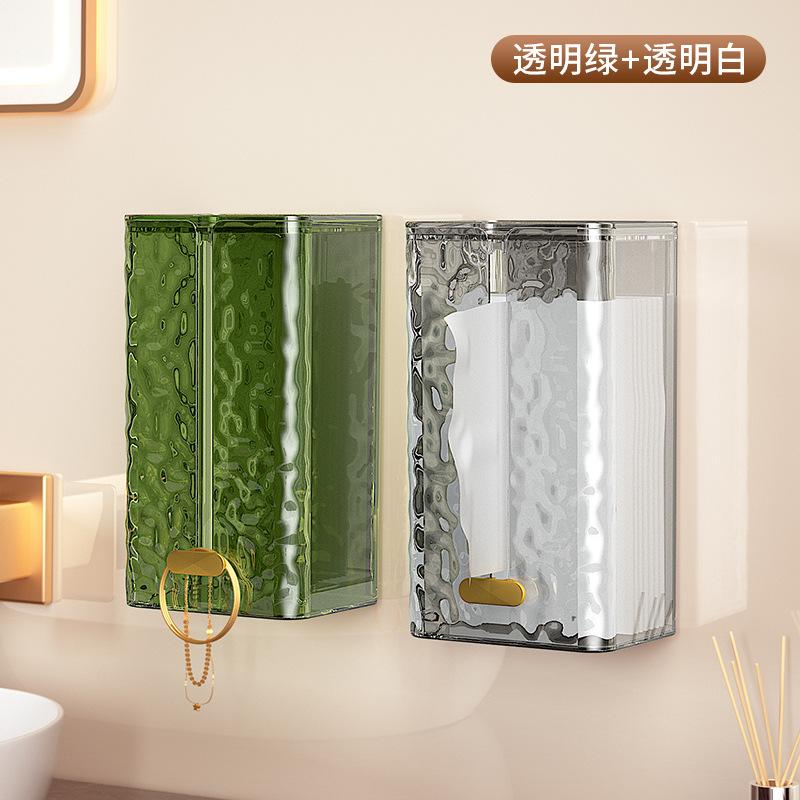 Multipurpose Tissue Box Napkin Holder Case Paper Box Container Transparent Tissue Storage Box Wall Mounted Toilet Paper Case