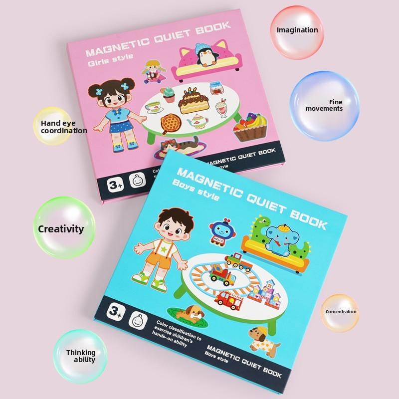 Wooden Kids Magnetic Puzzle Book For Girls And Boys With Hand Tear Silhouette Design For Preschool