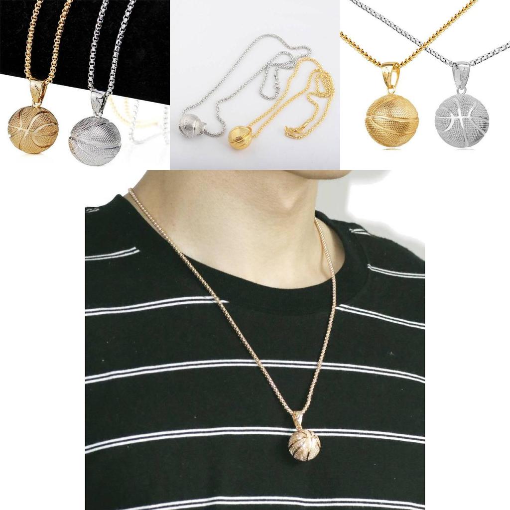 Изысканное 3D ожерелье-подвеска в виде баскетбольного мяча для мужчин с цепочкой из нержавеющей стали