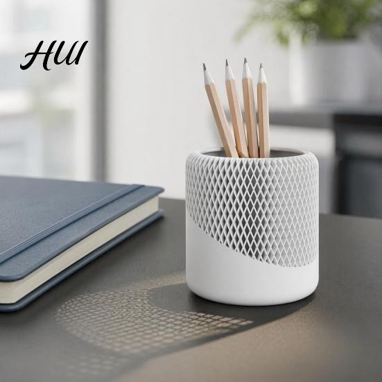 Pen Holder for Desk, 3D Printed Minimalist Pencil Stationary Brush Storage Cup, Desktop Makeup Office Vanity Cup
