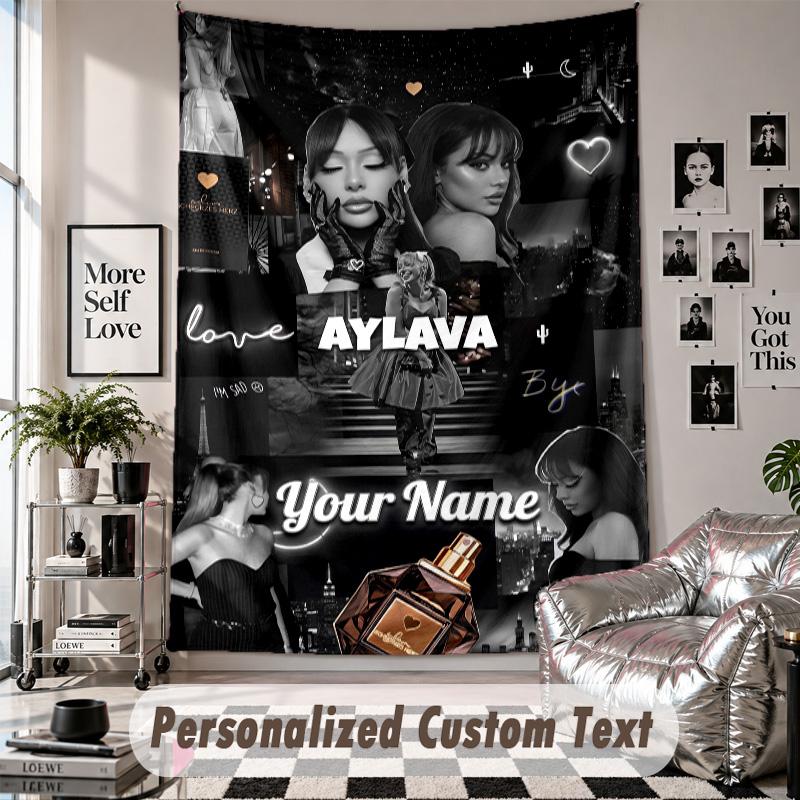 Wall Hanging Tapestry With Custom Name & Text, Ayliva Decorative Tapestry For Bedroom
