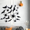 24 Pcs Halloween 3D Bat And Spider Stickers Spooky Black Spider Bat Wall Decals Removable PVC Cings for Home Office Wall Window Decor