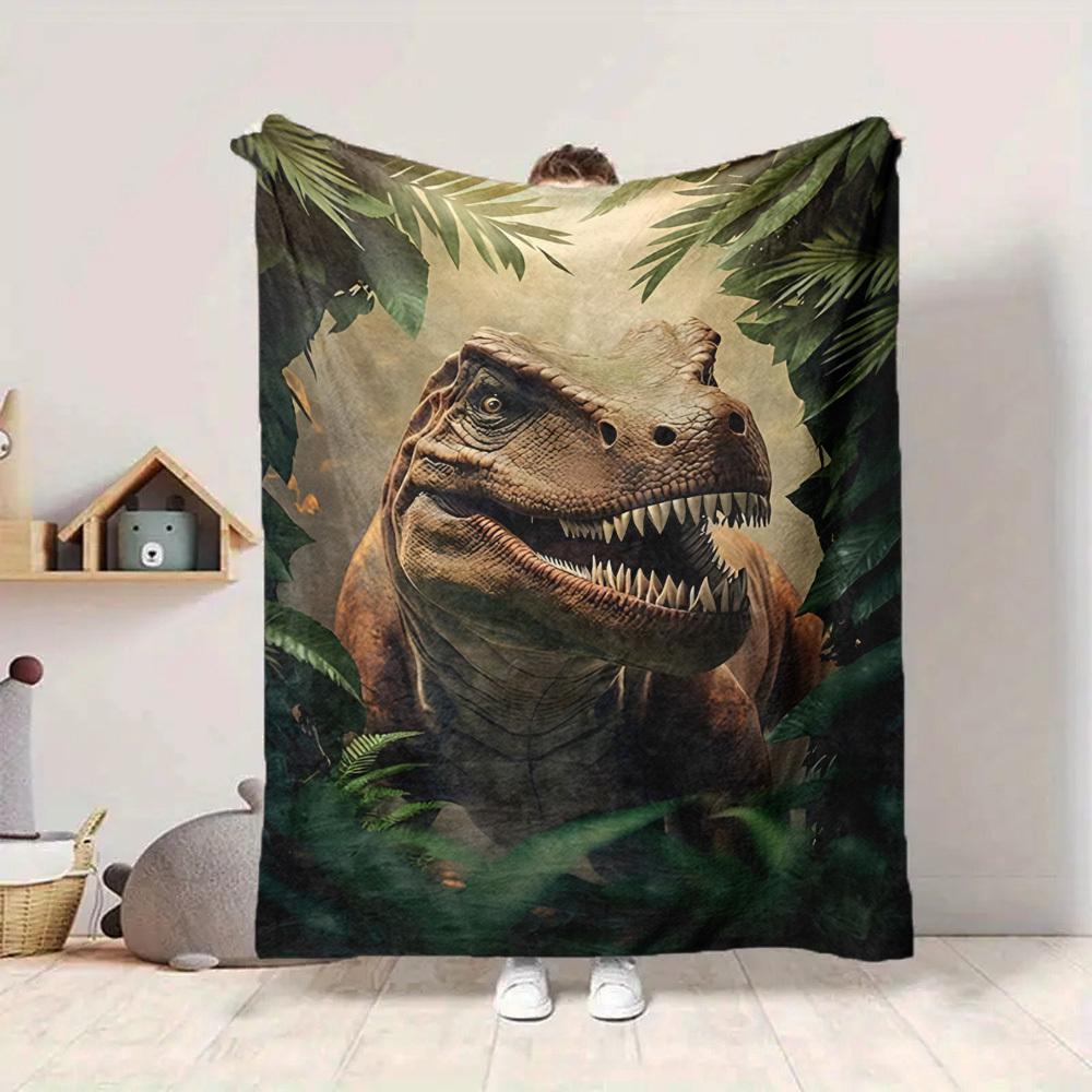 1pc Dinosaur, Prehistoric Soft & Warm Polyester Knit Blanket, Digital Printed, All-Season Throw for Napping, Traveling, Sofa yy250906048