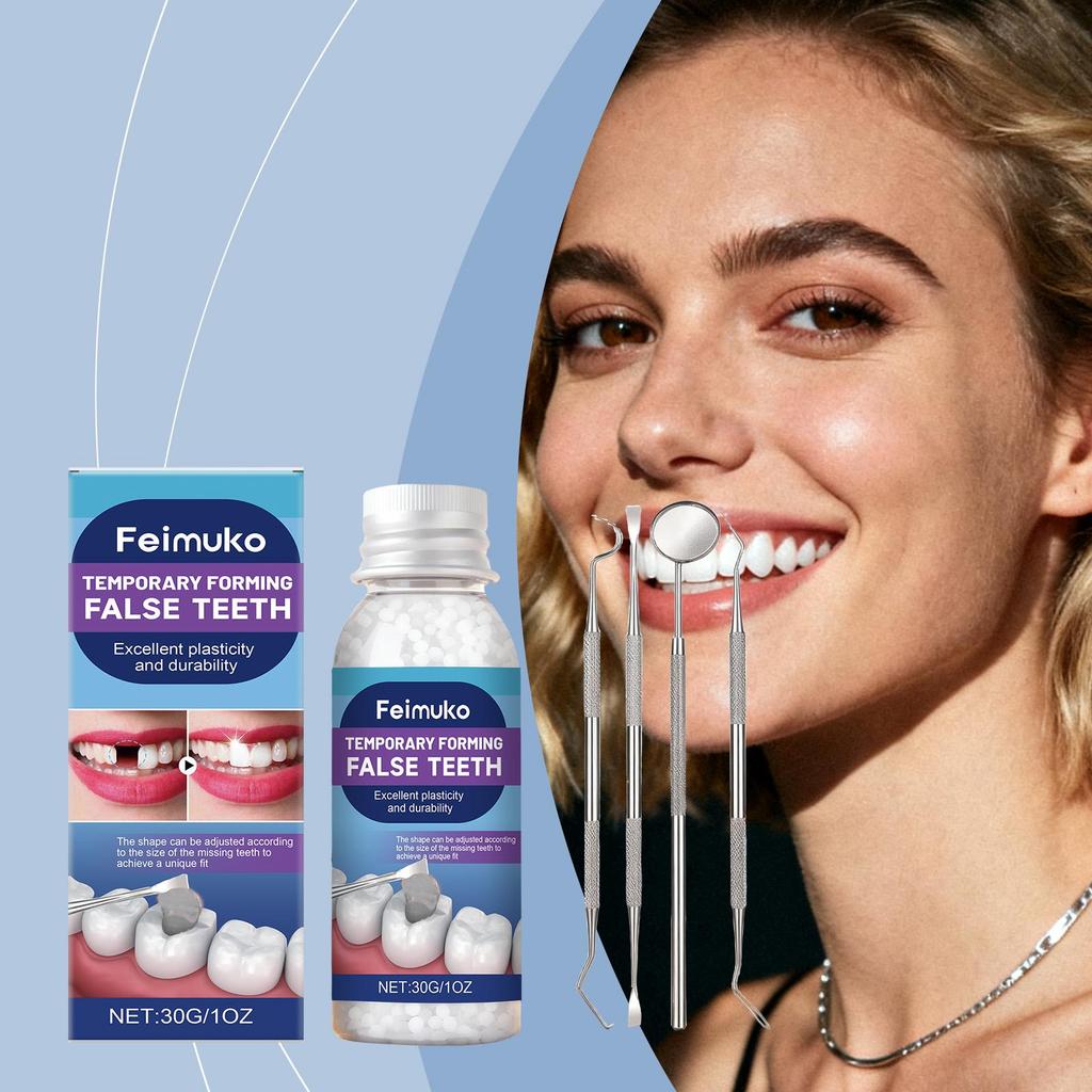 Moldable Teeth Repair Kit Temporary Dental Replacement Kit Thermal Beads For Filling Fix The Missing And Broken Tooth Artificial