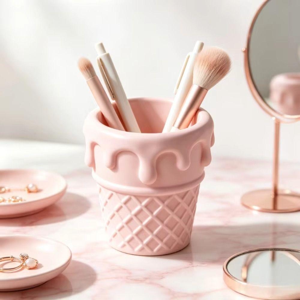 Waffle Pattern Ice Cream Cone Pen Holder 3D Printed 3D Printed Pencil Cup Valentine Gift