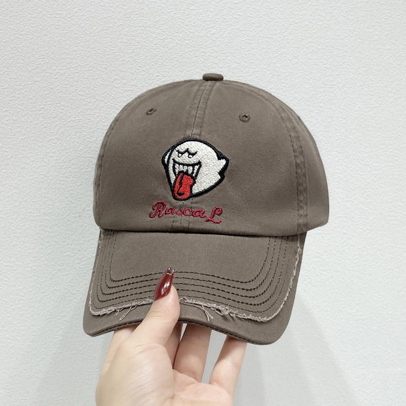 Fashion Japanese cartoon embroidery letter soft top versatile cap female edging old new spring and autumn couple baseball cap male