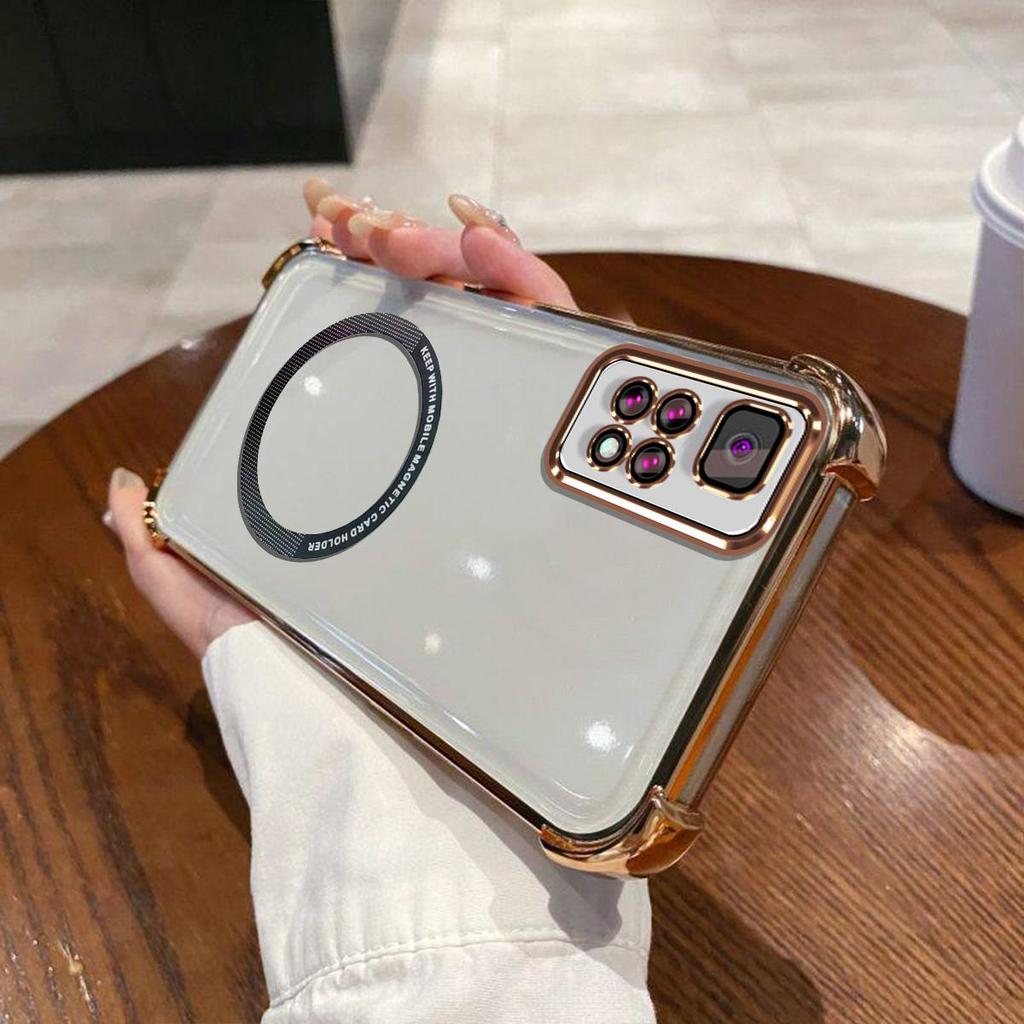 Case for Xiaomi Redmi Note 11S 5G,POCO M4 Pro 5G Clear Magnetic Casing Electroplated Lens Frame Phone Cover
