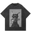 Streetwear Dobermann Graphic Washed Black T-Shirt Cotton Unisex Tops Tees Short Sleeves T Shirt