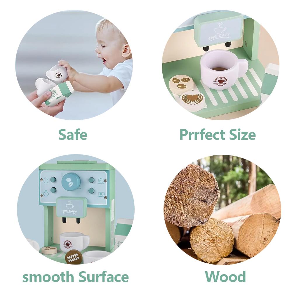 Имитация кофемашины и набор для приготовления печенья Игрушки из дерева для игры в домик, кухонные игрушки для веселья, детские ролевые игры