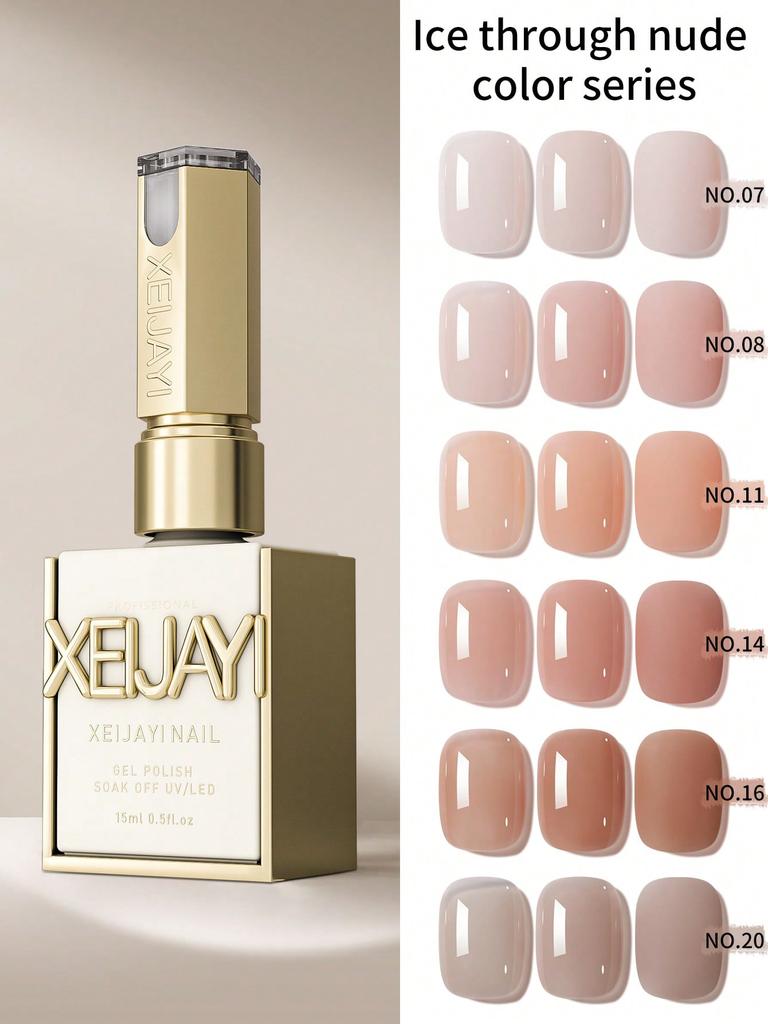 Nail Polish Gel Jelly Ice Transparent Nude, UV LED Nail Gel Polish, Glossy Finish, For Nail Salon And DIY