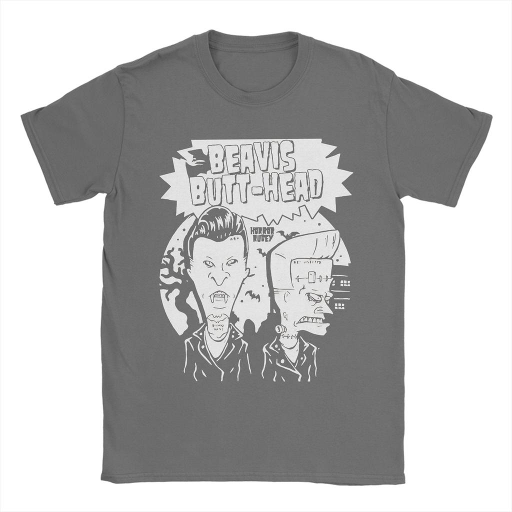 Hip Hop Beavis and Butthead horror black and white T Shirt Men Cotton Short Sleeve Round Neck Summer Clothing