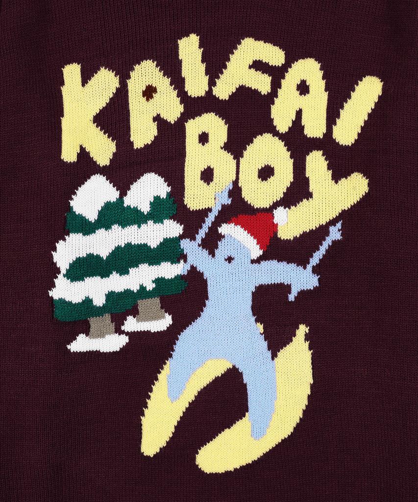 KAIFAI Вязаный свитер Банановый парень для катания на лыжах (Бургундия) K25Zb168