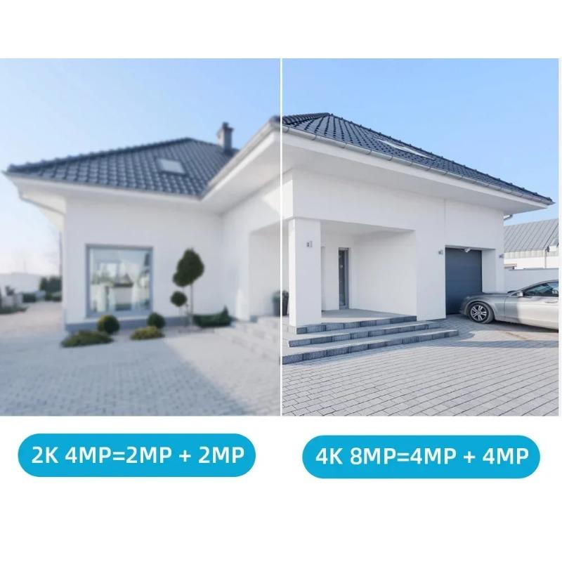 EU Plug 4K 8MP WiFi Surveillance Camera, Dual Lens, 4X Digital Zoom, AI Human Detect, ONVIF, Outdoor Security PTZ IP Cameras