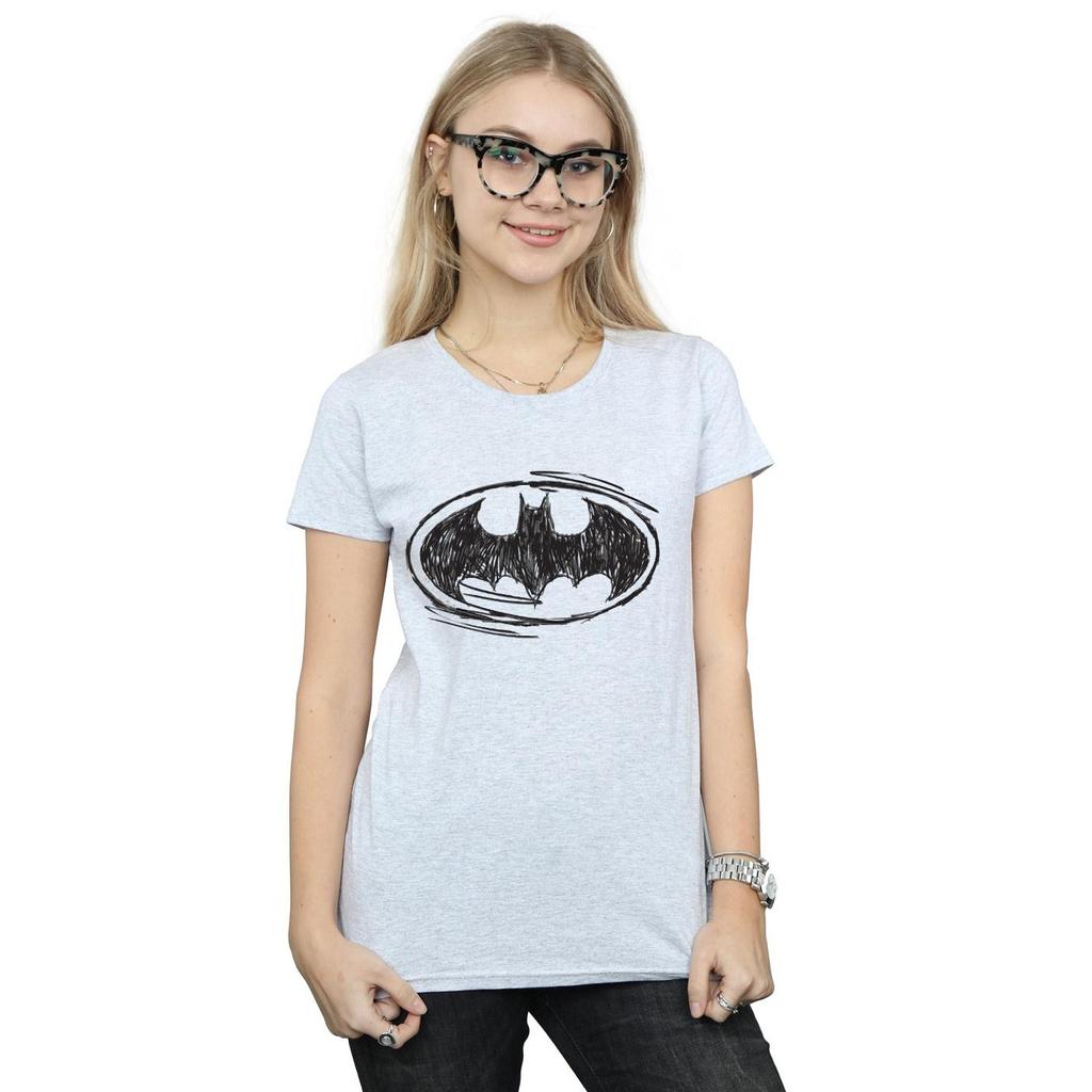 DC Comics Womens/Ladies Batman Sketch Logo Cotton T-Shirt
