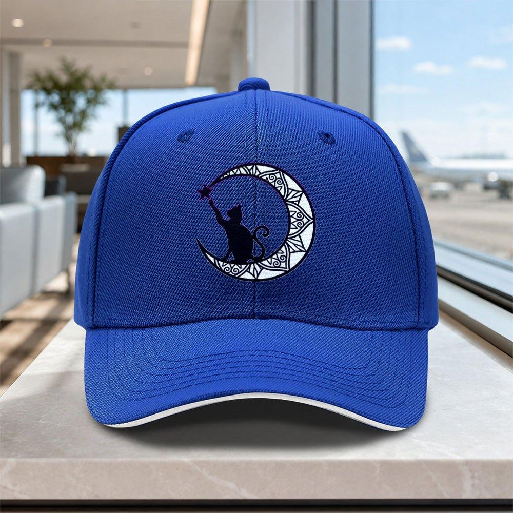 Unisexdala Moon Cat Adjustable Baseball Cap Lightweight Unisex Printed Hat for Outdoor Weddings Parties