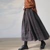 Johnature Japanese Patchwork Embroidery High Waist Women Skirts Summer All Match Vintage Loose Women Skirt
