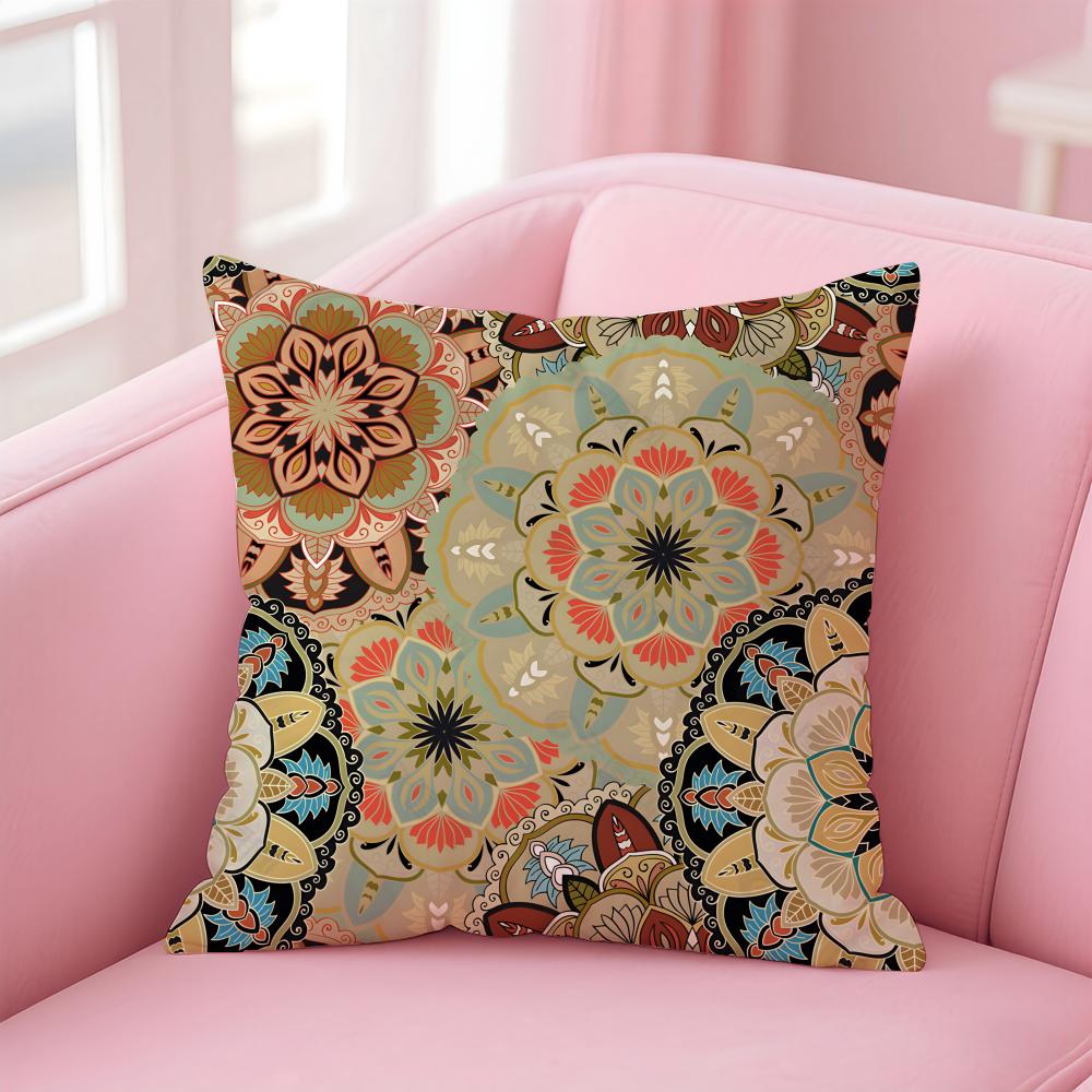 The splendid mandala flower design Cushion Cover Pillow Case Soft Skin Friendly Fabric  Concealed Zipper
