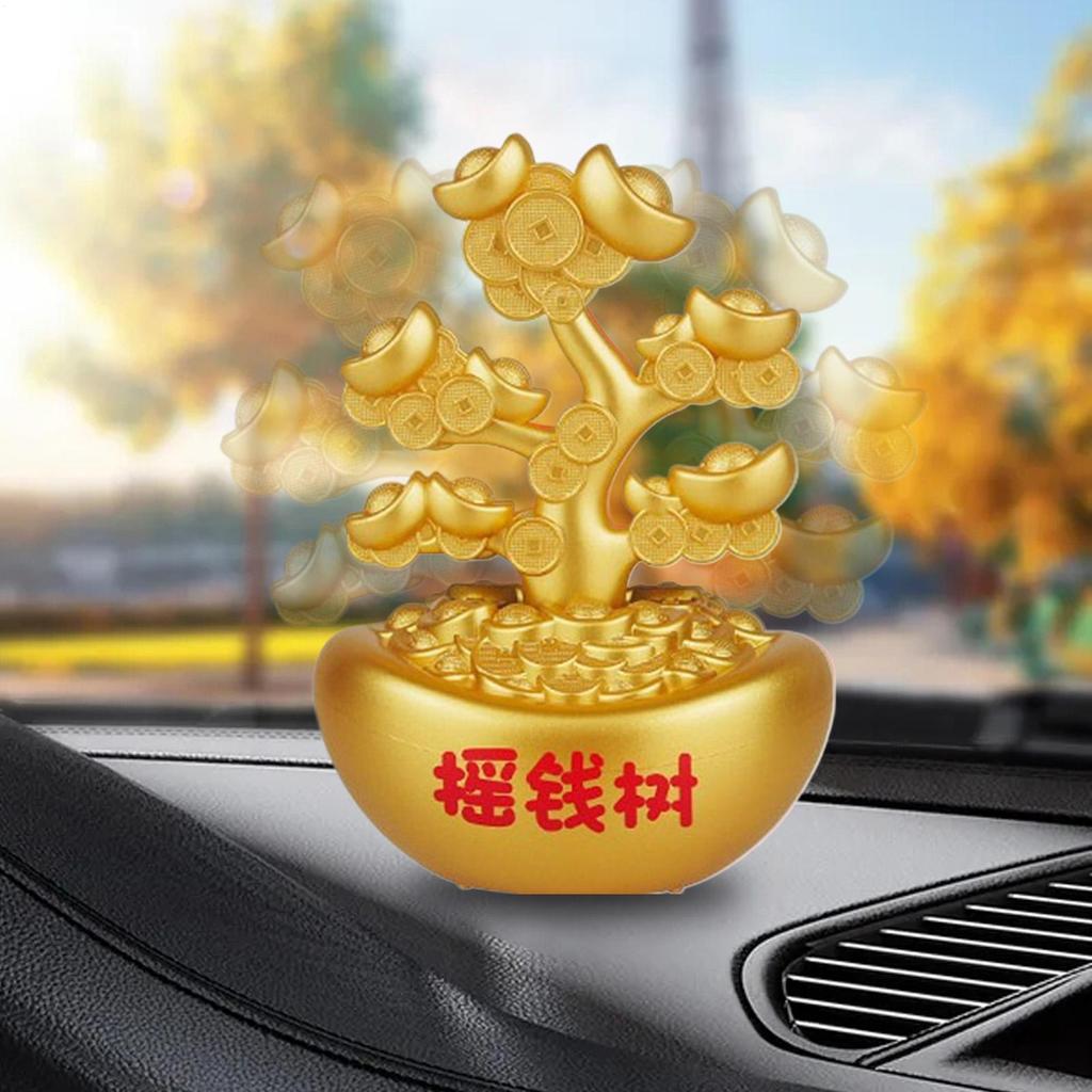 Car Dashboard Decor Solar-Powered Shaking Money Tree Design Automotive Interior Decor Cute Dashboard Car Accessories for Trailer