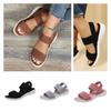 Summer Large Size Women's Shoes Casual Elastic Flat Sandals With Back Strap Fly Knitted Polyurethane Characters)