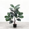 High-End Luxury Rubber Tree Fake Plant with Green Banyan Leaves - Indoor Floor Decor